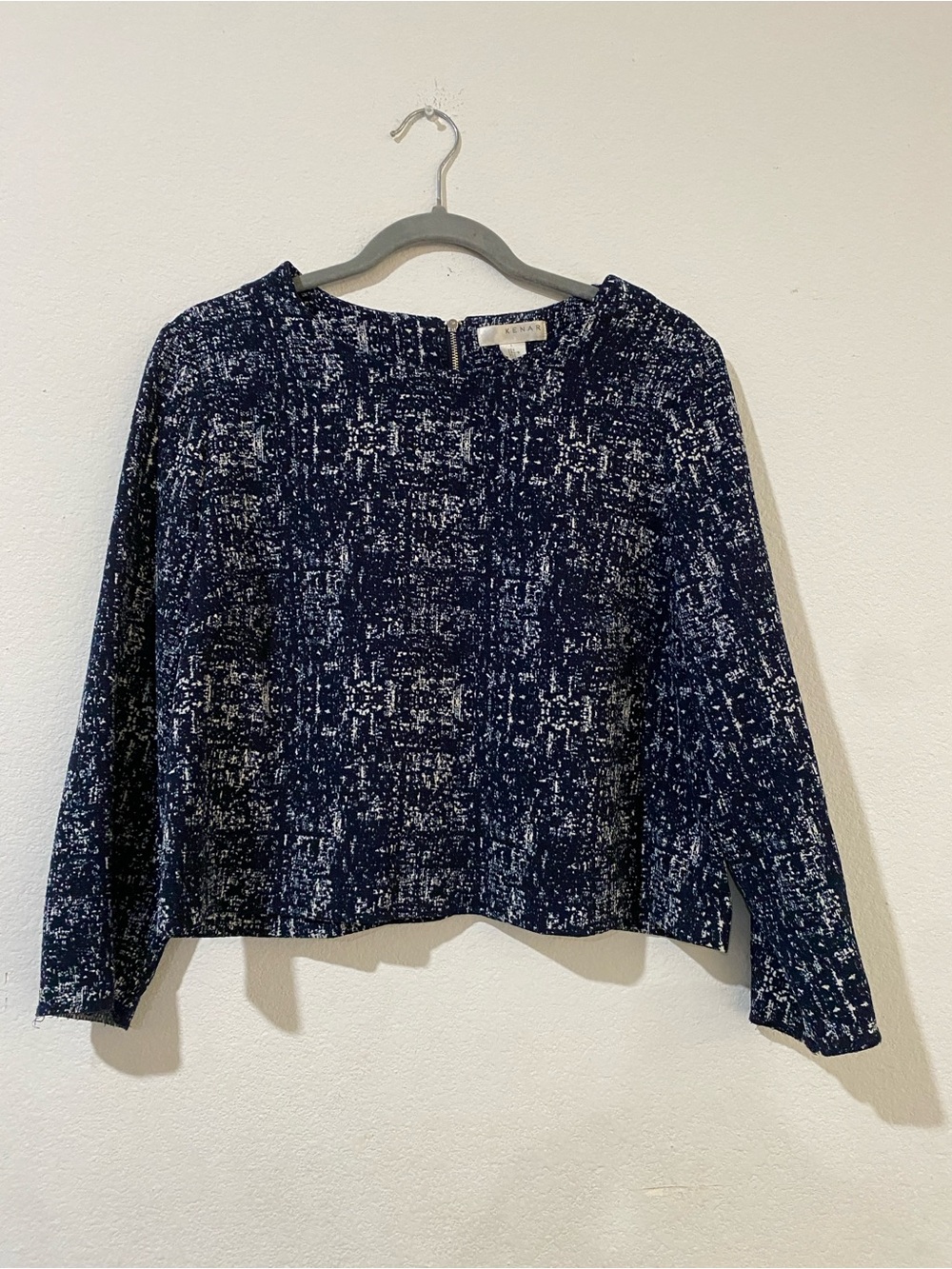 UNavy Textured Tweed Long-Sleeve Top